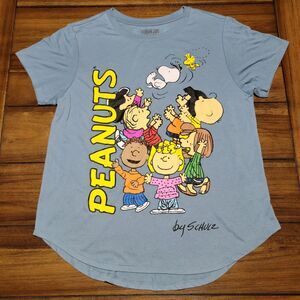 Peanuts SS Lt. Blue Tee Snoopy Tossing - Size Junior XL (15-17)